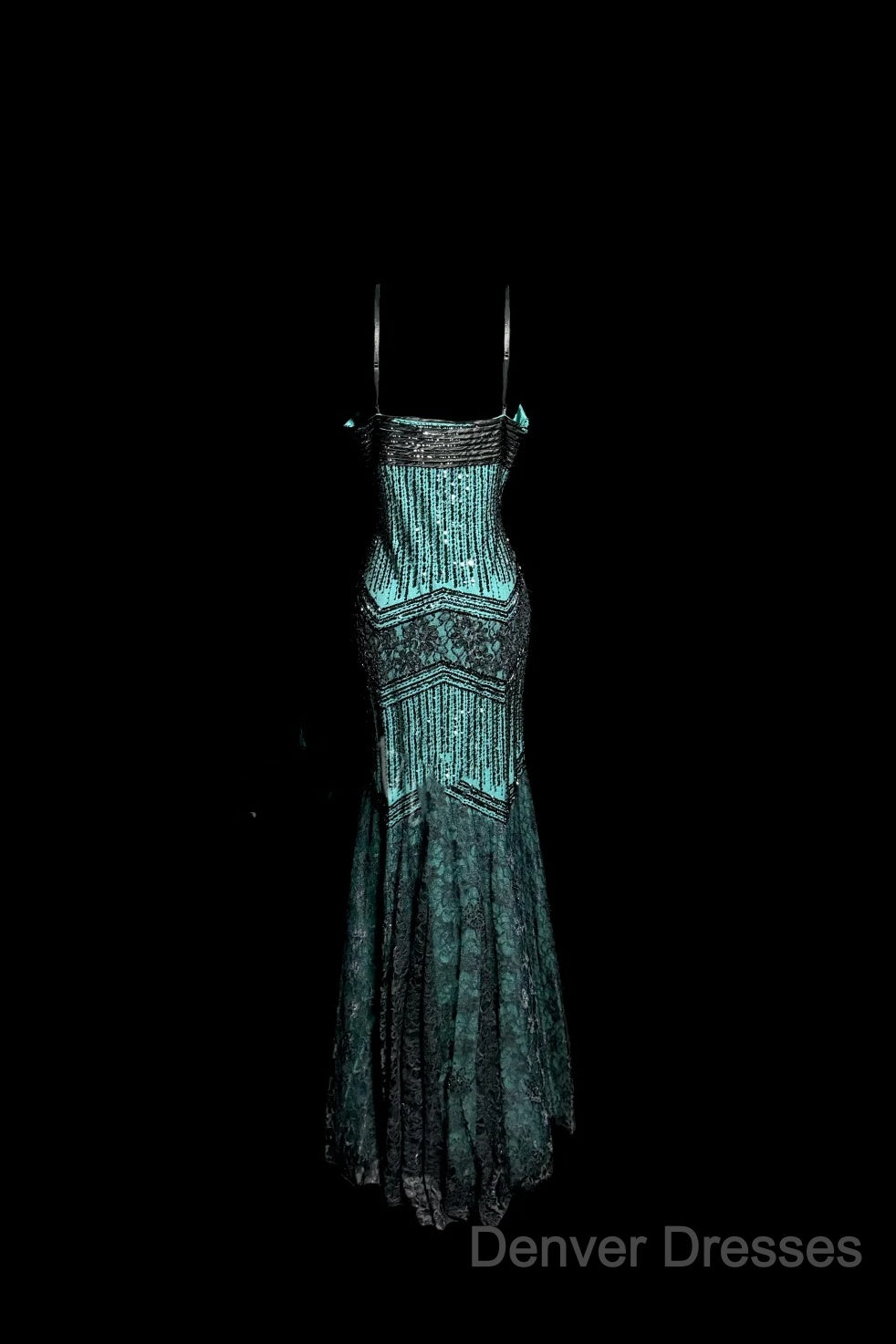 Aesthetic Mermaid Spaghetti Straps Green Prom Dress Long Party Dress