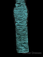 Aesthetic Mermaid Square Neckline Blue Taffeta Prom Dress Ruffle Long Party Dress