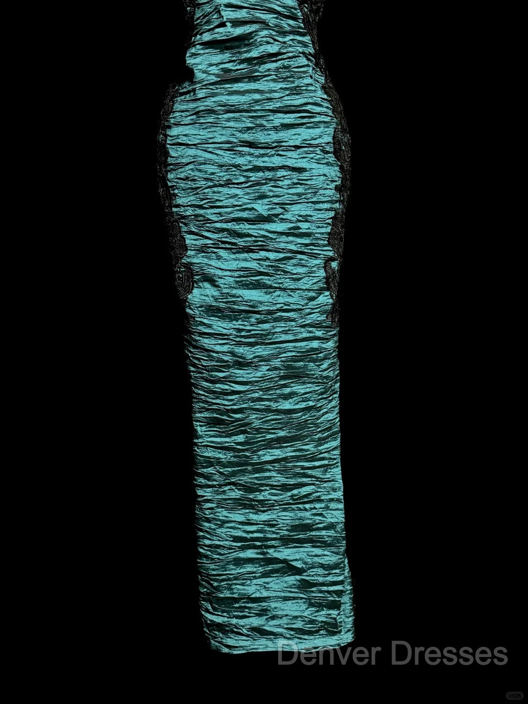 Aesthetic Mermaid Square Neckline Blue Taffeta Prom Dress Ruffle Long Party Dress