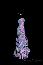 Aesthetic Mermaid Strapless Neckline Grape Taffeta Prom Dress Ruffle Long Party Dress