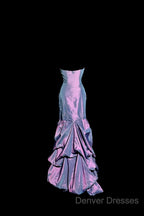 Aesthetic Mermaid Strapless Neckline Grape Taffeta Prom Dress Ruffle Long Party Dress