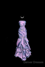 Aesthetic Mermaid Strapless Neckline Grape Taffeta Prom Dress Ruffle Long Party Dress