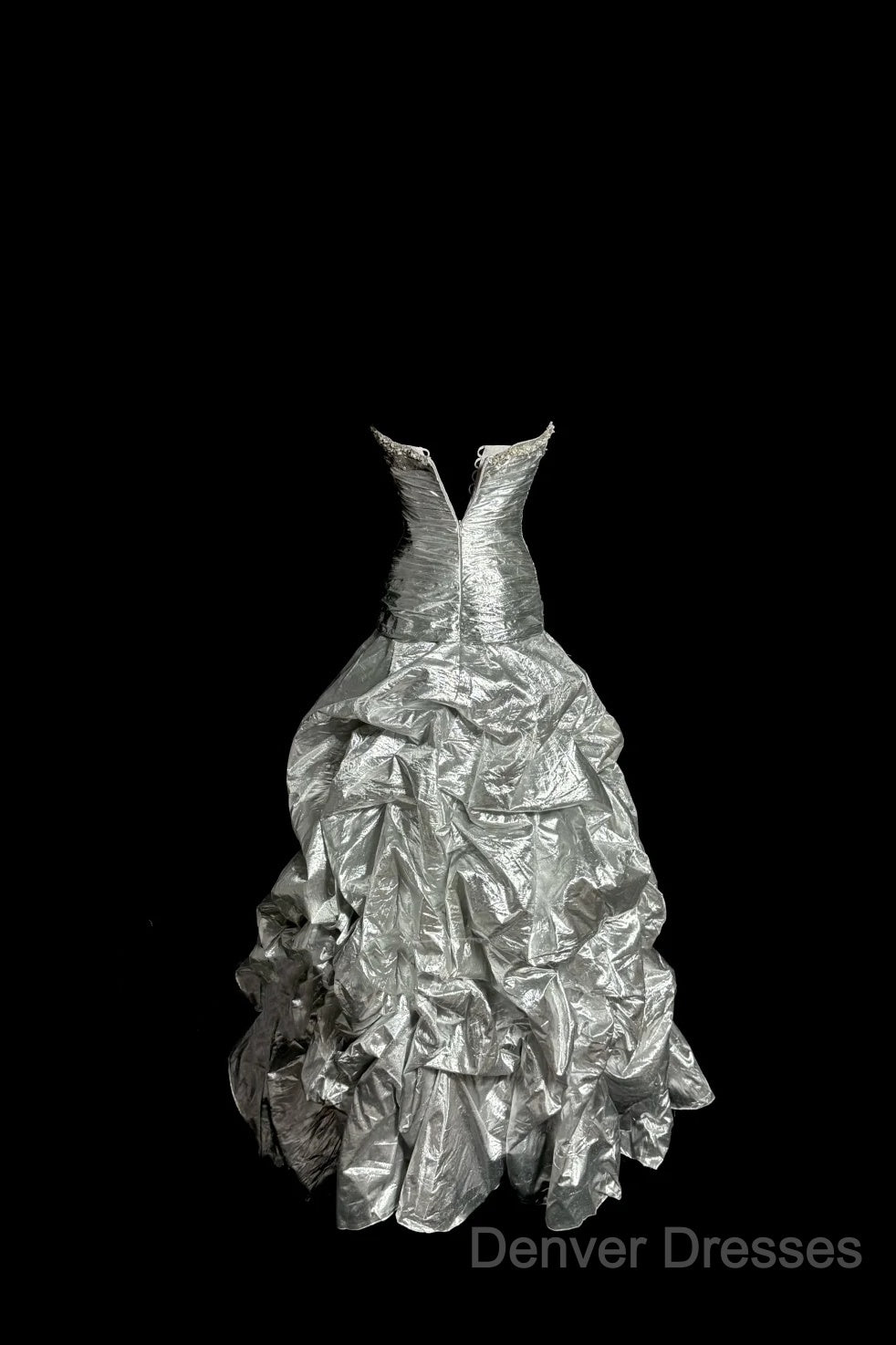 Aesthetic Mermaid Sweetheart Neckline Gray Taffeta Prom Dress Ruffle Long Party Dress