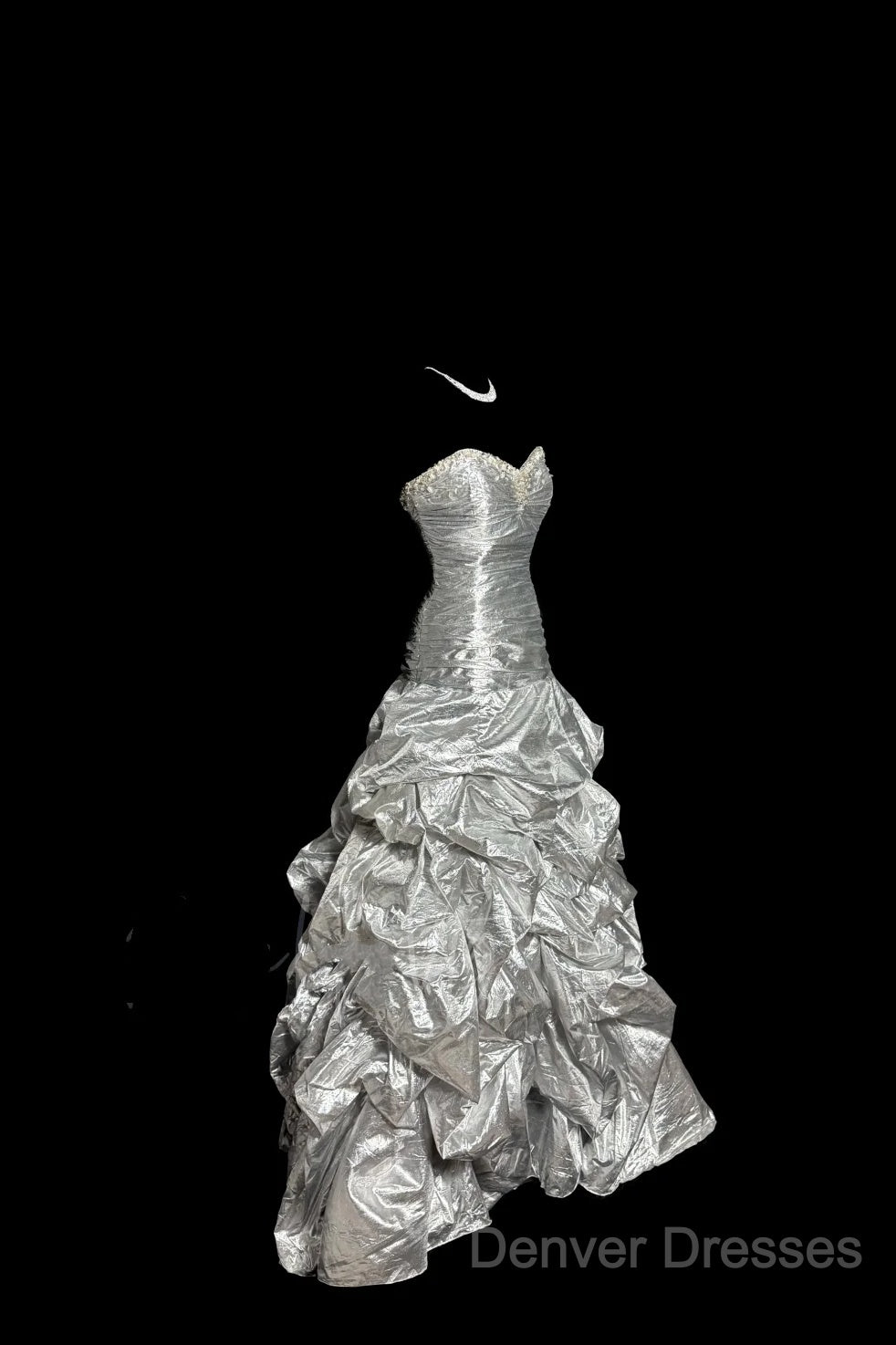 Aesthetic Mermaid Sweetheart Neckline Gray Taffeta Prom Dress Ruffle Long Party Dress