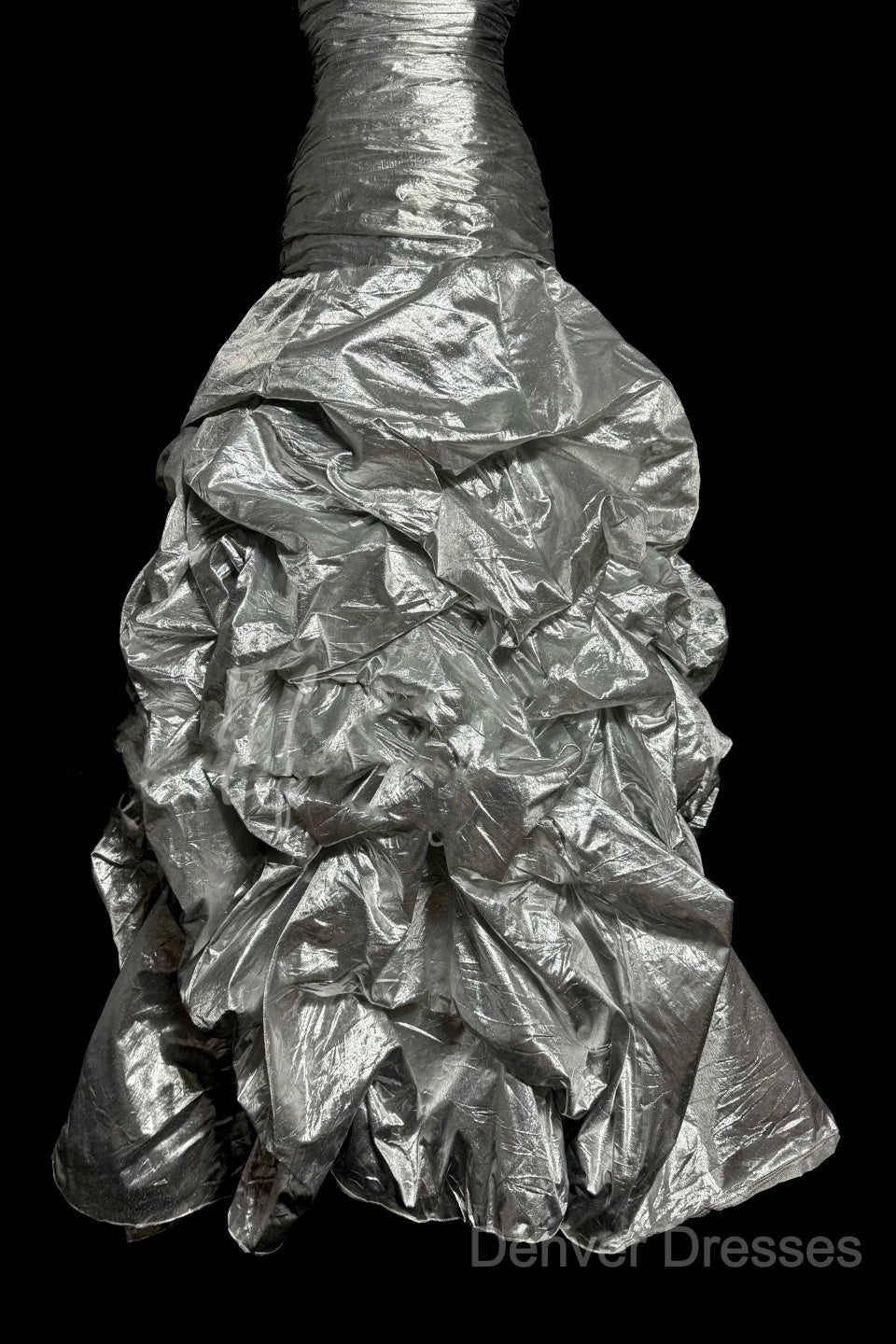 Aesthetic Mermaid Sweetheart Neckline Gray Taffeta Prom Dress Ruffle Long Party Dress