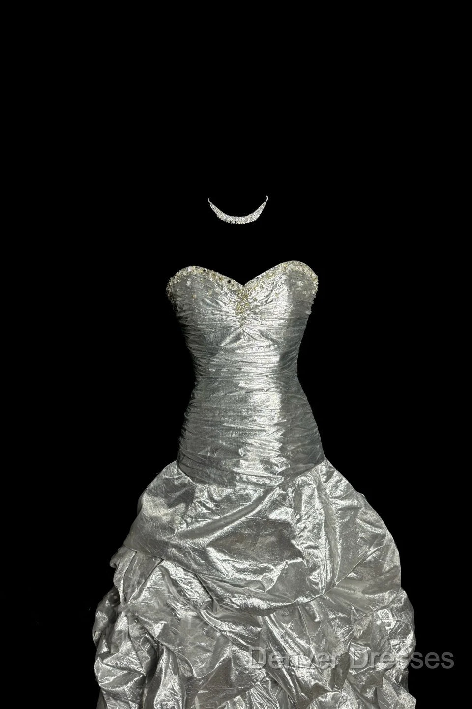 Aesthetic Mermaid Sweetheart Neckline Gray Taffeta Prom Dress Ruffle Long Party Dress