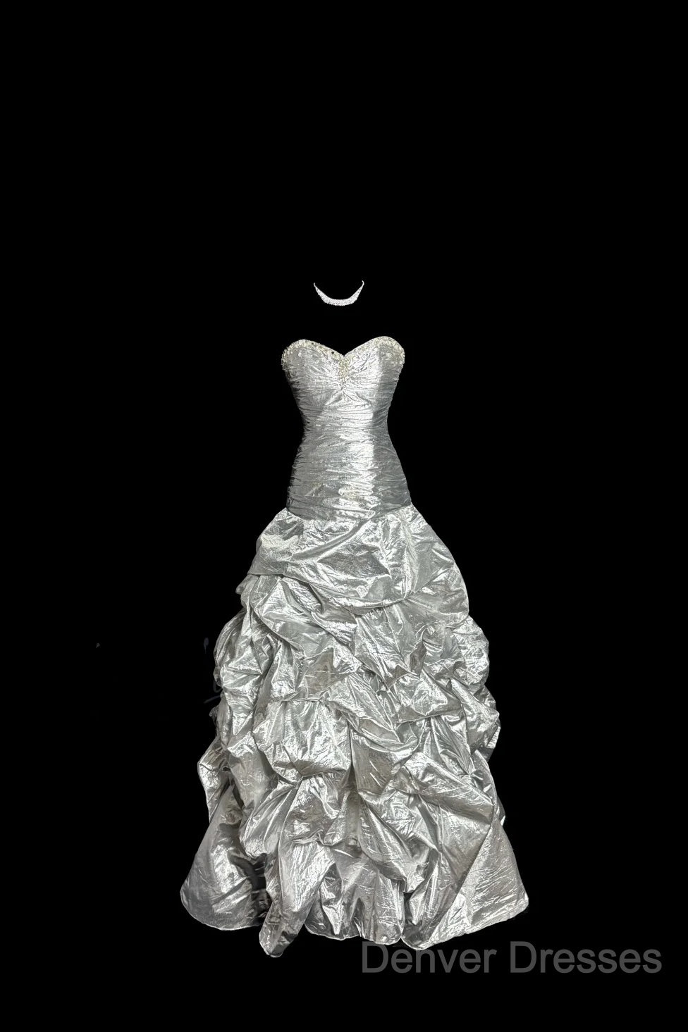 Aesthetic Mermaid Sweetheart Neckline Gray Taffeta Prom Dress Ruffle Long Party Dress