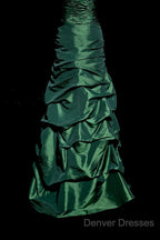 Aesthetic Mermaid Sweetheart Neckline Green Taffeta Prom Dress Ruffle Long Party Dress