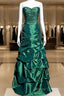 Aesthetic Mermaid Sweetheart Neckline Green Taffeta Prom Dress Ruffle Long Party Dress