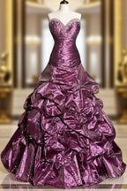 Aesthetic Mermaid Sweetheart Neckline Taffeta Prom Dress Ruffle Long Party Dress
