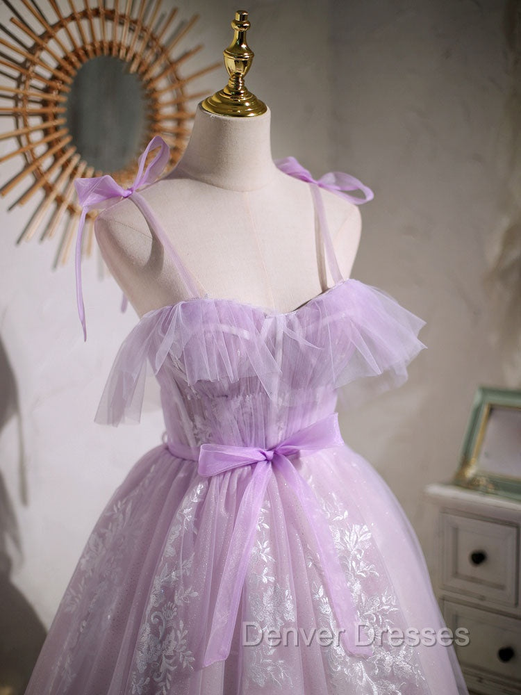 Aline Lace Short Purple Prom Dress, Puffy Purple Homecoming Dress Secondary image