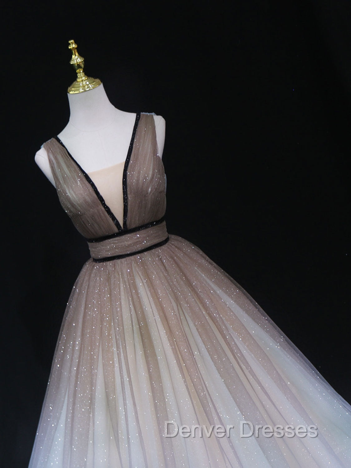 Aline V Neck Tulle Long Prom Dress Tulle Long Formal Graduation Dress