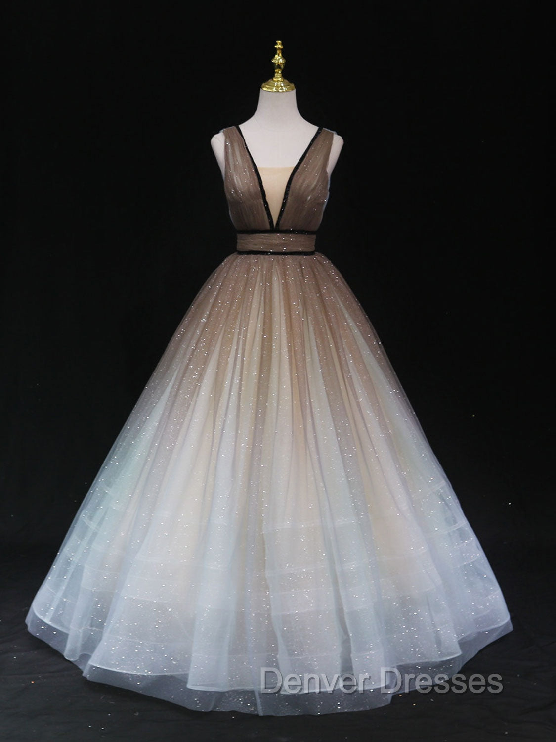 Aline V Neck Tulle Long Prom Dress Tulle Long Formal Graduation Dress