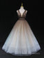 Aline V Neck Tulle Long Prom Dress Tulle Long Formal Graduation Dress