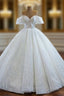 Amazing &amp; Affordable White Ball Gown Tulle Sequins Off the Shoulder Floor Length Wedding Dress
