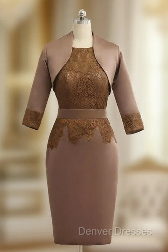Amazing Brown Mother Of The Bride Dress Sheath With Jacket Main image