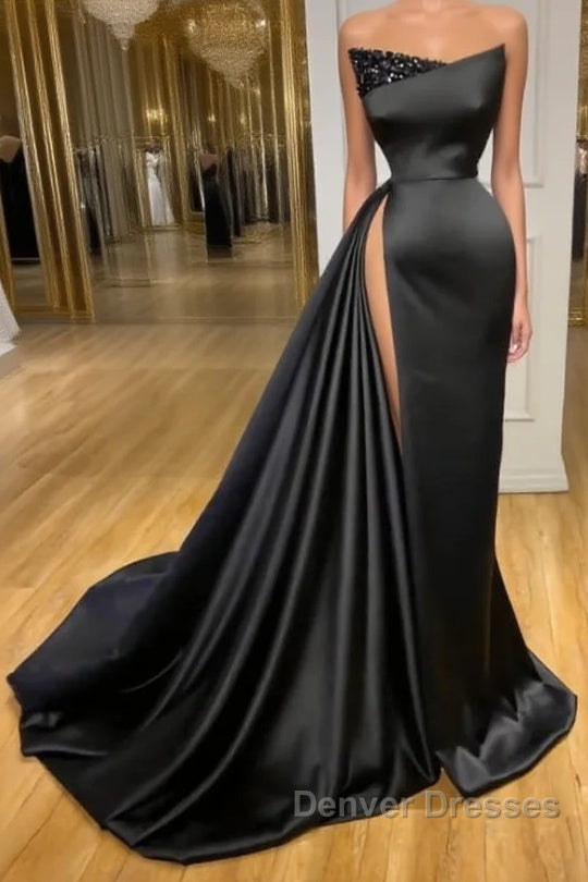 Amazing Long Black Sleeveless Graduation Dress Prom Dress With Split Online Main image