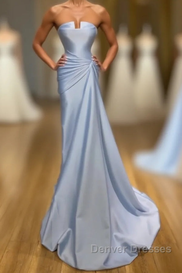 Amazing Long Blue Mermaid Graduation Dress Fabulous Sleeveless Prom Dress Main image