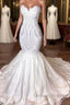 Amazing Long Mermaid Strapless Appliques Lace Wedding Dress