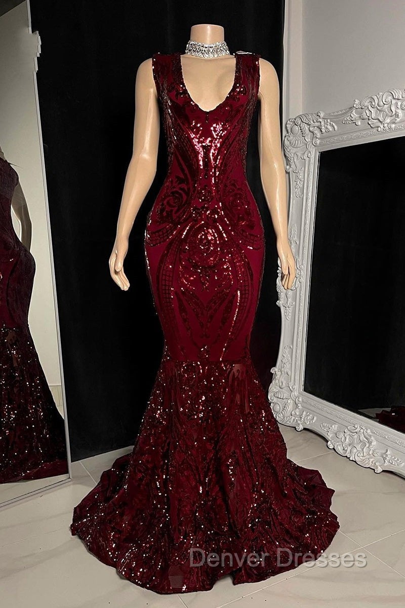 Amazing Sequins Mermaid Prom Dress Sleeveless V-Neck Online
