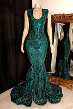Amazing Sequins Mermaid Prom Dress Sleeveless V-Neck Online