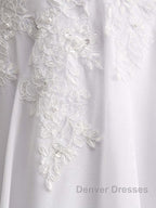 Appliques V-Neck Lace-Up Chiffon Wedding Dress