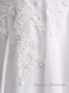 Appliques V-Neck Lace-Up Chiffon Wedding Dress