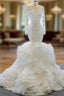 At Incredible Price White Mermaid Tulle Off the Shoulder Long Sleeve Wedding Dress
