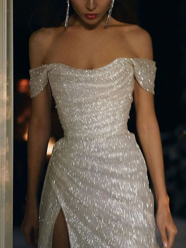Mermaid Sweep Train Split Front Sequins Luxury Evening Dress