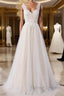 Awesome Long A-line Appliques Lace Tulle Open Back Wedding Dress