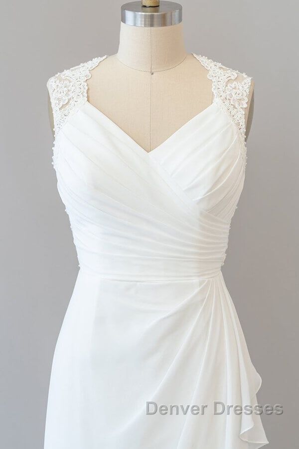 Awesome Long Sheath Lace Chiffon Backless Wedding Dress