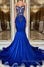 Royal Blue High Neck Sleeveless Mermaid Prom Dress with Beadings