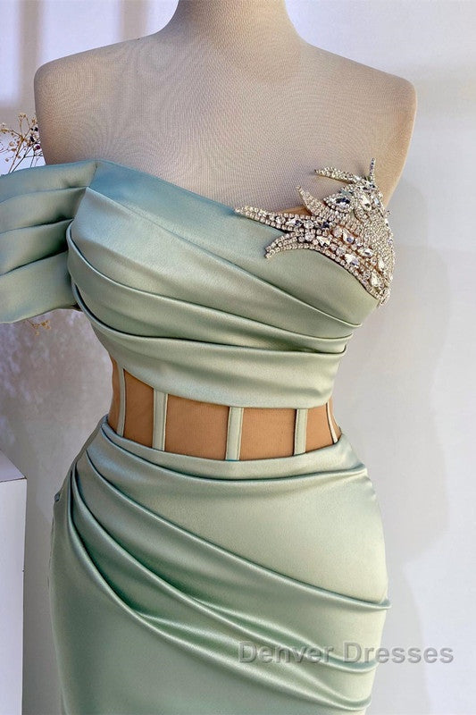 Off-the-Shoulder Mermaid Prom Dress in Dusty Sage with Beads Secondary image