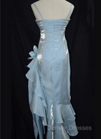 Baby Blue Vintage Floral Dress Asymmetrical Hem Prom Gown