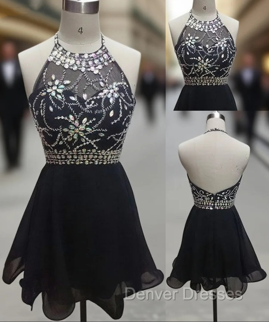 Backless Black Short Prom Dress, Cute Homecoming Dress Main image