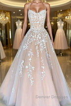 Backless Champagne Lace Prom Dress, Open Back Champagne Lace Formal Evening Dress