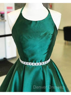 Backless Dark Green Short Prom Dress, Short Dark Green Formal Homecoming Dress