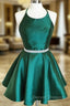 Backless Dark Green Short Prom Dress, Short Dark Green Formal Homecoming Dress