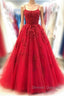 Backless Red Lace Long Prom Dress, Red Lace Formal Dress, Red Evening Dress, Lace Ball Gown