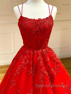 Backless Red Lace Prom Dress, Red Backless Lace Formal Evening Graduation Dress