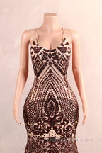 Backless Sequins Mermaid Prom Dress Burgundy Party Evening Dress with Feather Chapel Train