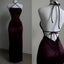 Backless Wine Red Sheath Long Prom Dress Formal Evening Party Dress