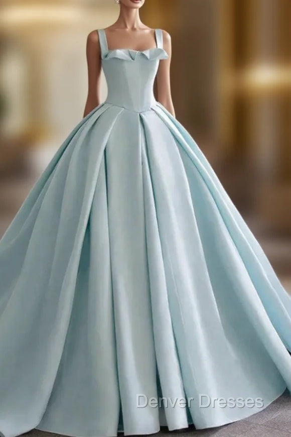 Ball Gown Blue Satin Formal Prom Dress Main image
