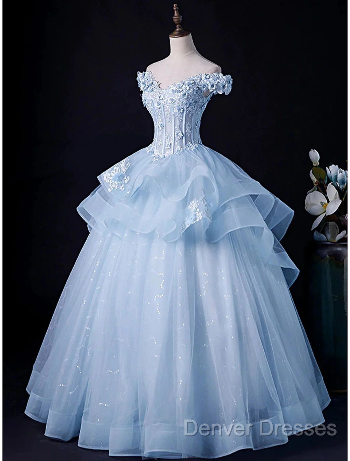 Ball Gown Evening Gown Minimalist Dress Formal Wedding Guest Floor Length Sleeveless Off Shoulder Tulle Backless With Pleats Appliques Secondary image