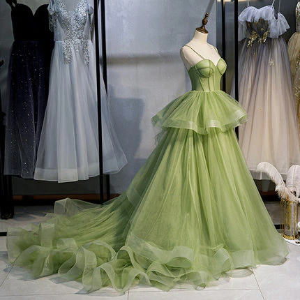 Ball Gown, Green Prom Dress Vintage Prom Dress