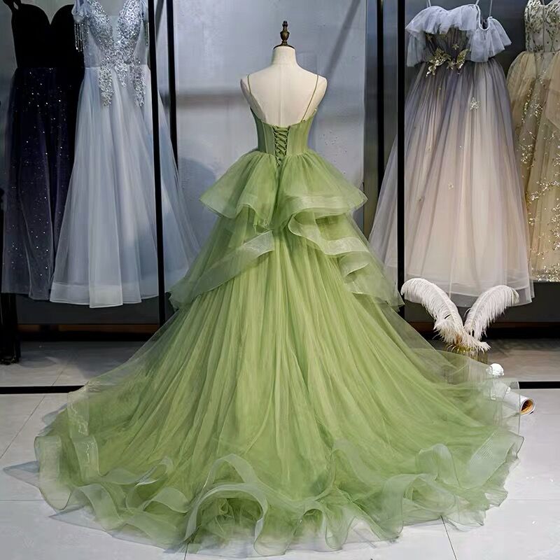 Ball Gown, Green Prom Dress Vintage Prom Dress