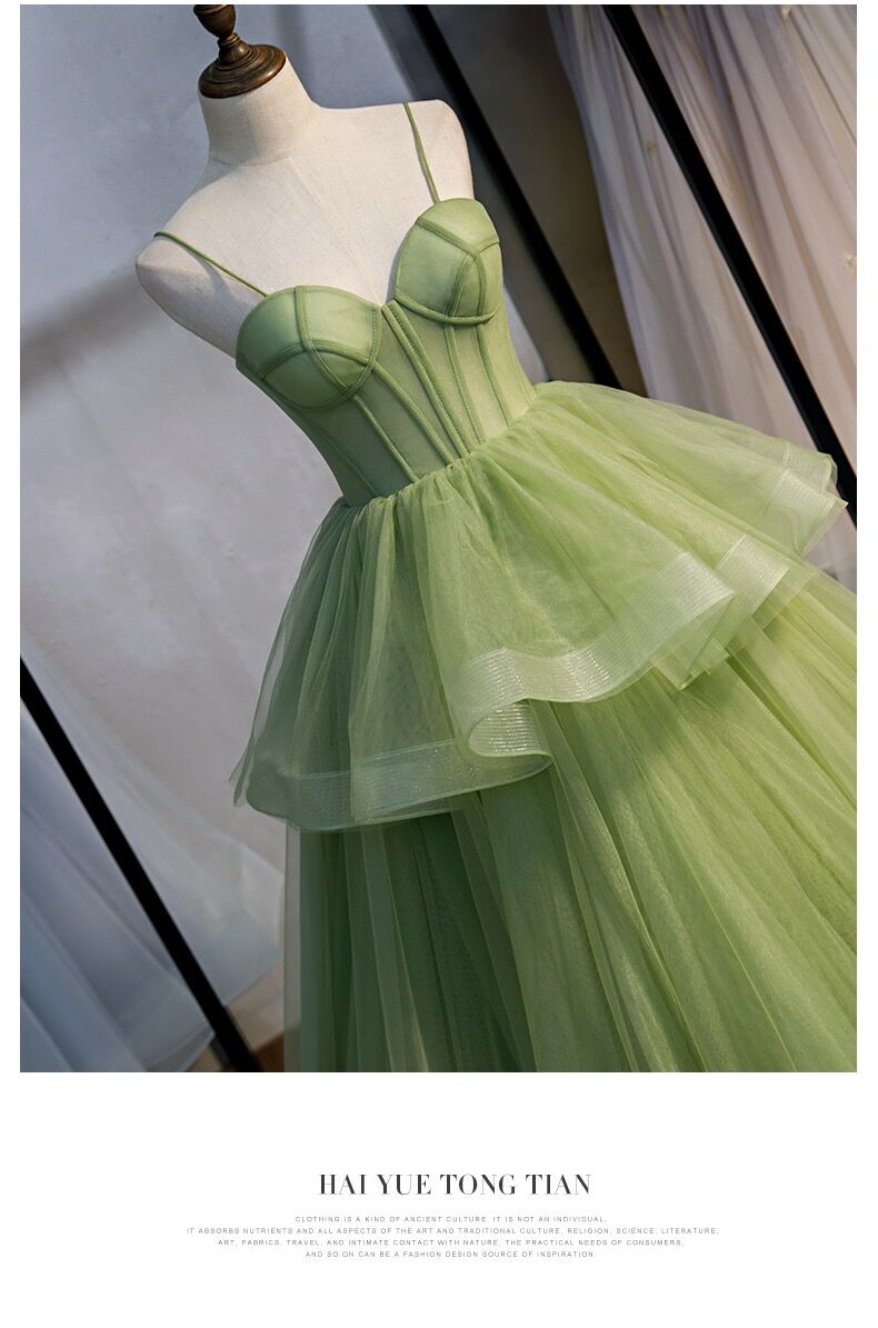 Ball Gown, Green Prom Dress Vintage Prom Dress