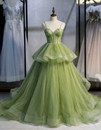 Ball Gown, Green Prom Dress Vintage Prom Dress