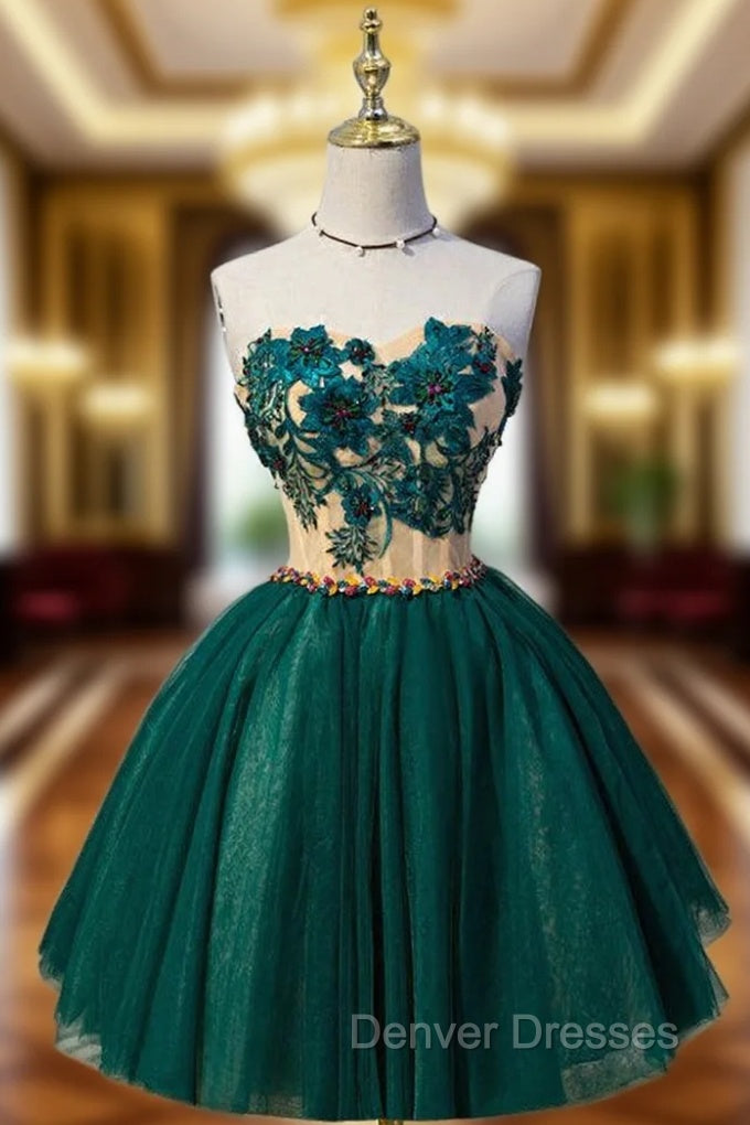 Ball Gown Green Sweetheart Tulle Lace Up Homecoming Dress Main image