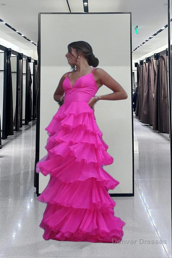 Ball Gown Hot Pink Straps Evening Party Dress Prom Dress Secondary image